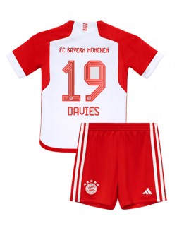 Bayern Munich Alphonso Davies #19 Heimtrikotsatz für Kinder 2023-24 Kurzarm (+ Kurze Hosen)